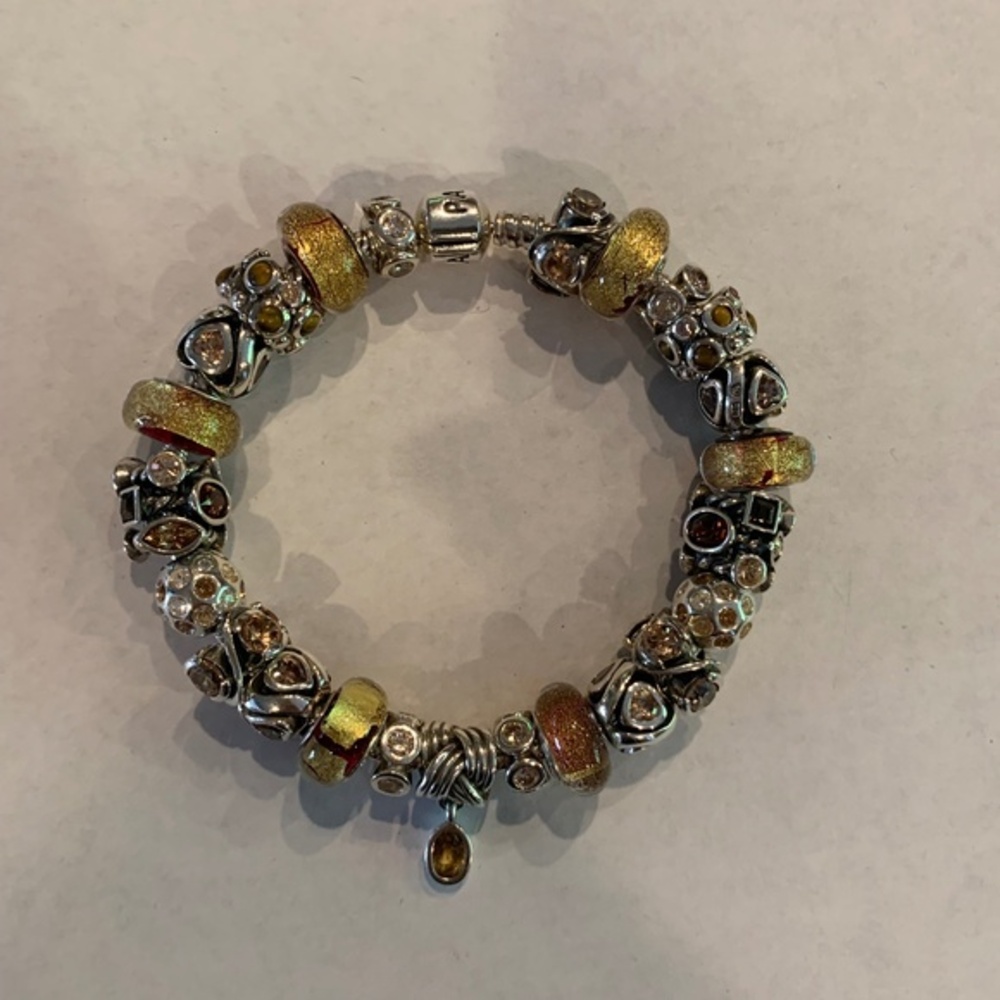 Pandora 8 inch Silver Charm Bracelet with 24 charms